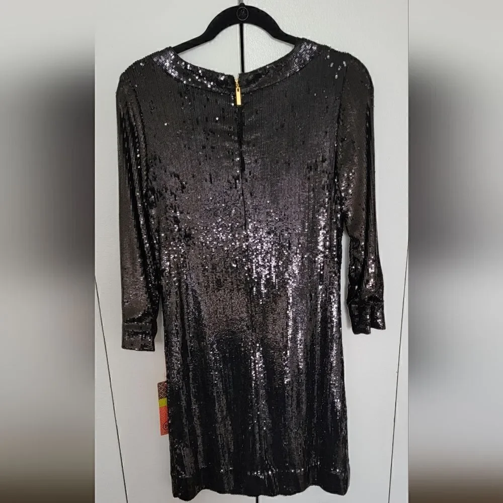 NWT Tory Burch Black Sequin Sheath Dress